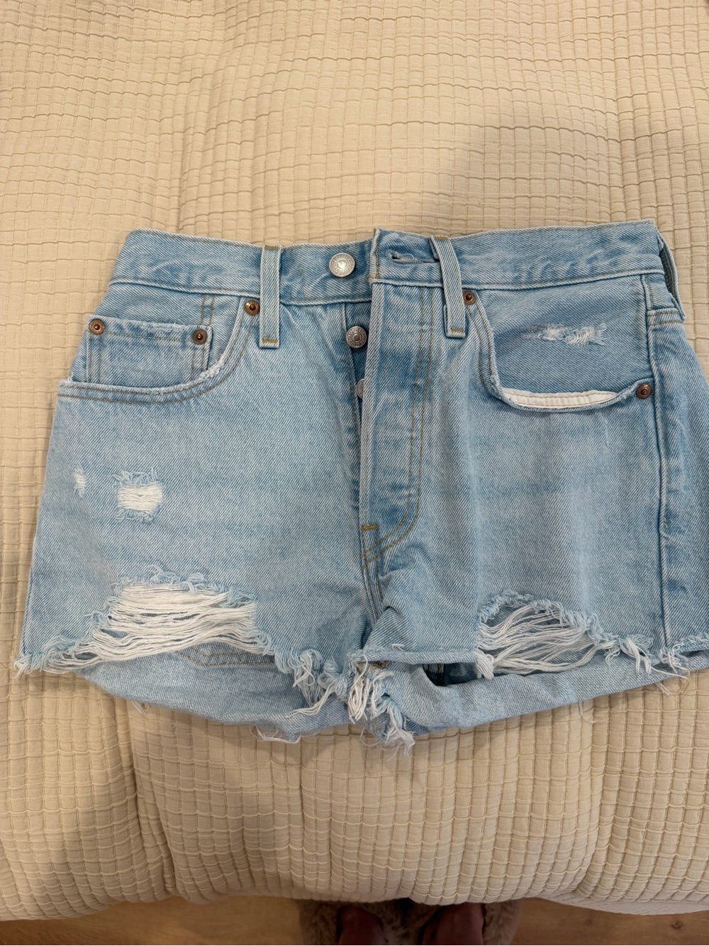 Levi's Light Blue Distressed Cutoff Denim Shorts